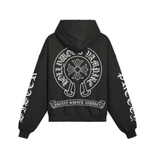 The Hollywood Vampire Monochrome Logo Unisex Sun Faded Distressed Pocket Hoodie