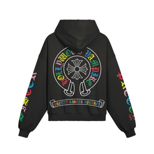 The Hollywood Vampire Rainbow Logo Unisex Sun Faded Distressed Pocket Hoodie