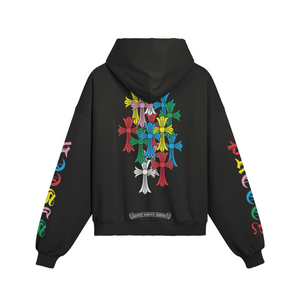 The Hollywood Vampire Rainbow Crosses Unisex Sun Faded Distressed Pocket Hoodie